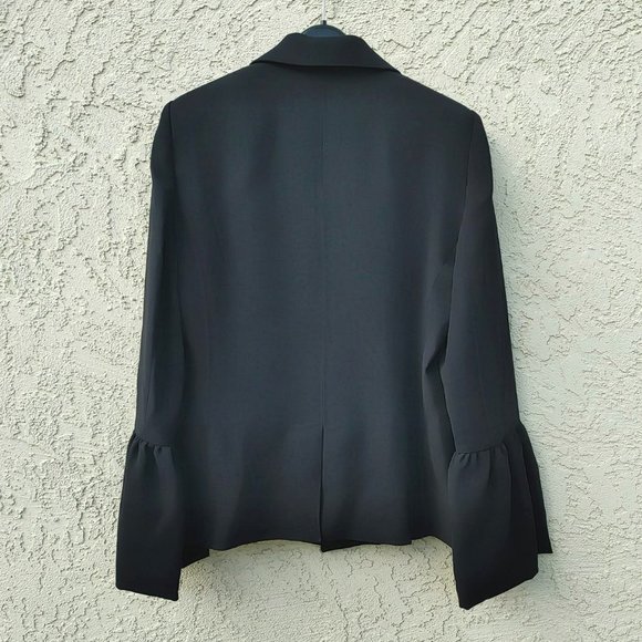 NWT Mango MNG Ruffle Frilled Bell Sleeves Black Jacket. M - Picture 2 of 5